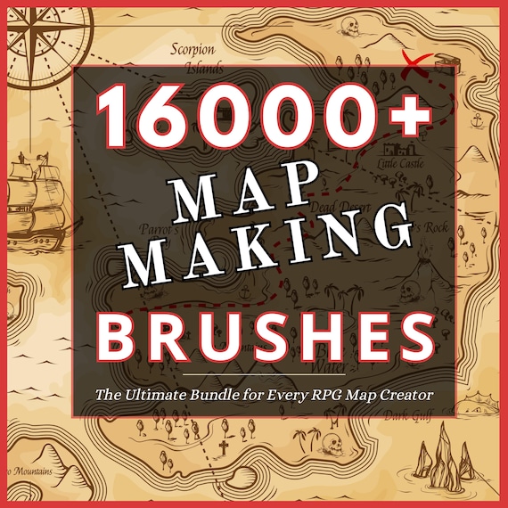 Procreate Fantasy Map making Brush Kit: 16,000+ RPG Stamps and brushes, unique and various designs