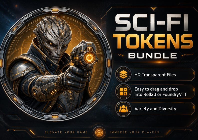 5000 Sci-Fi Token Pack – Digital Circular Futuristic Tokens, Virtual Tabletop,Roll20 and Founcdryvtt compatible image 2