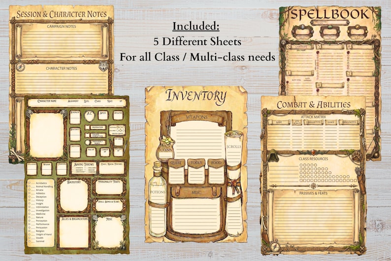 Power Rangers Dnd Notes.pdf Dnd RANGER Character Sheet - Dnd 5e - 5 Page Set - Printable PDF A4/us ...