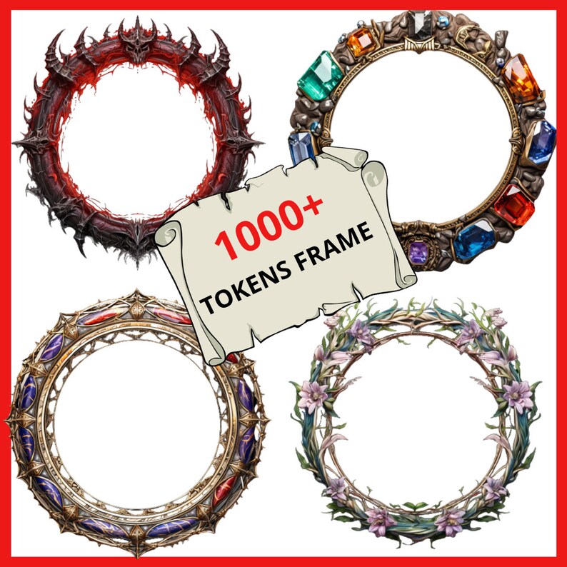 Pack de 1000 jetons bordure frontière, jetons RPG, maître du donjon, cadeaux RPG, feuille de personnage RPG, journal d'aventures, feuille de personnage mdn image 6