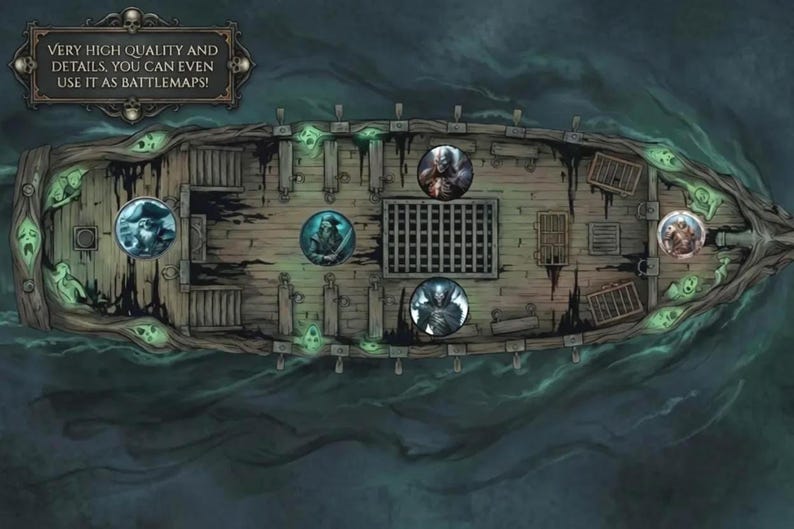 150+ Fantasy Ship Battlemaps for VTT TTRPG Adventures – Ocean Boat Maps ...
