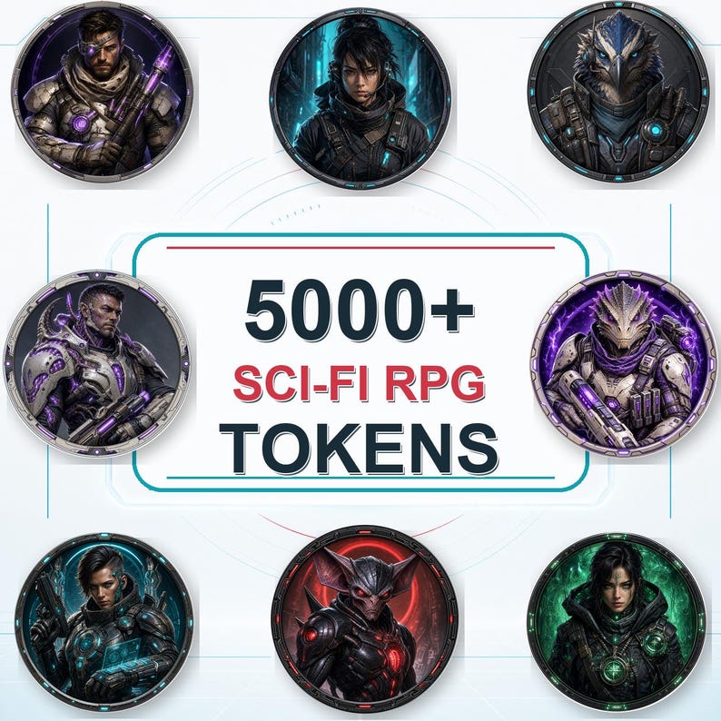 5000 Sci-Fi Token Pack – Digital Circular Futuristic Tokens, Virtual Tabletop,Roll20 and Founcdryvtt compatible image 13
