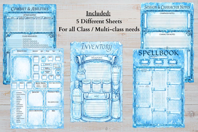 Karakterbladen BUNDEL Compatibel met DnD 5e en verschillende andere RPG's (70+ stijlen) afbeelding 19