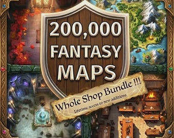 Pack de plus de 200 000 cartes RPG DnD – Cartes RPG fantastiques, terrains fantastiques, cartes compatibles DnD