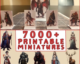 7000 RPG Printable Tabletop Miniatures printable Tokens dnd mini dnd miniature foldable token dnd monster token paper dnd accessories