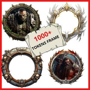1000 dnd Token Border Frame Pack, RPG tokens, Dungeon Master, RPG gifts, RPG character sheet, Adventure journal, dnd character sheet image 3