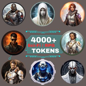 4000 Fantasy SCI-FI Tokens Pack, Character Art,Scifi token, , Tabletop RPG Accessories,Token Frame, Circle Token, cyberpunk token, dnd token image 9