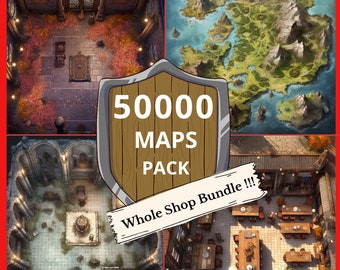 50000 Batik Maps D&D Maps Bundle Dungeons and Dragons Map und Dnd Geschenk für Dungeon Master Geschenke und Geschenke Dnd Gelände druckbare dnd Tile