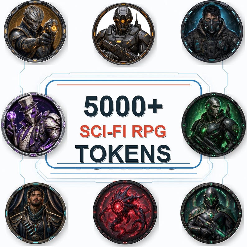 5000 Sci-Fi Token Pack – Digital Circular Futuristic Tokens, Virtual Tabletop,Roll20 and Founcdryvtt compatible image 9
