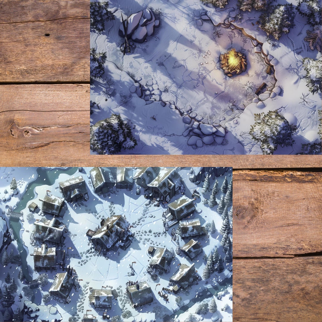 Arctic Snow Rpg Battle Maps Bundle: Fantasy Battlemaps, Winter Tundra ...