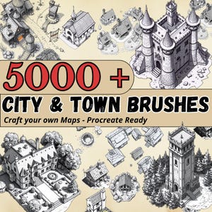 5000 Procreate Brushes for Fantasy Map Making – City & Town Stamps – RPG Cartography bundle – Craft your own TTRPG World Maps or Village