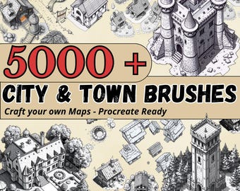 5000 Procreate Brushes for Fantasy Map Making – City & Town Stamps – RPG Cartography bundle – Craft your own TTRPG World Maps or Village
