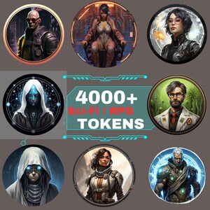 4000 Fantasy SCI-FI Tokens Pack, Character Art,Scifi token, , Tabletop RPG Accessories,Token Frame, Circle Token, cyberpunk token, dnd token image 10