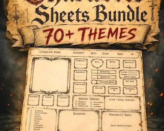 Karakterbladen BUNDEL Compatibel met DnD 5e en verschillende andere RPG's (70+ stijlen)