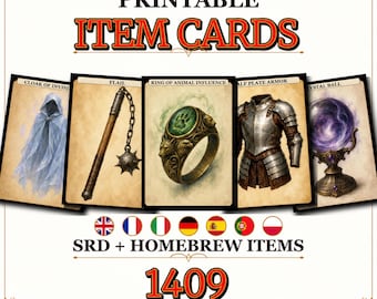 1400 DnD Item Cards Bundle, Printable Magic Items, SRD 2014/2024 + 510 Homebrew Rpg, PNG - PDF