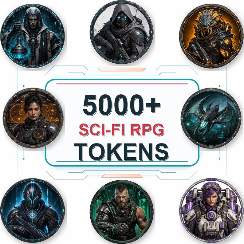 5000 Sci-Fi Token Pack – Digital Circular Futuristic Tokens, Virtual Tabletop,Roll20 and Founcdryvtt compatible image 5