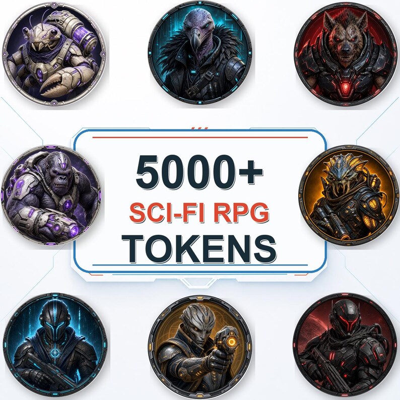 5000 Sci-Fi Token Pack – Digital Circular Futuristic Tokens, Virtual Tabletop,Roll20 and Founcdryvtt compatible image 18