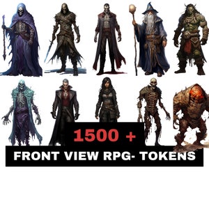 Pack de 1500 jetons dnd vue de face, jeton isométrique, jetons ttrpg, jeton vttrpg, illustrations de personnages, accessoires RPG de table, jeton roll20 image 4