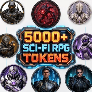 5000 Sci-Fi Token Pack – Digital Circular Futuristic Tokens, Virtual Tabletop,Roll20 and Founcdryvtt compatible image 1