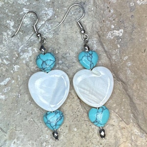 Boho heart turquoise  earrings