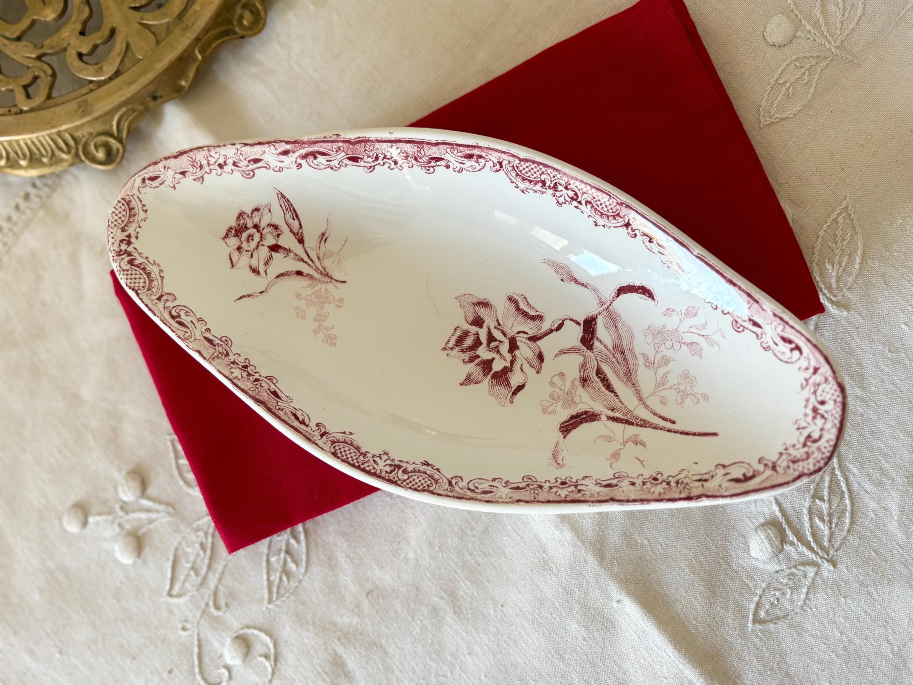 サルグミンヌ fontsnges ravier ラヴィエプレート 1枚 Beautiful Antique Sarreguemines Fontanges Ravier – Red