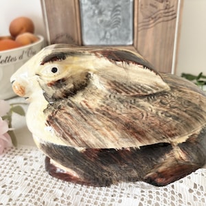 Vintage Michel Caugant Rabbit Terrine Pot – Large Brown Bunny Pâté Dish – French Ceramic Animal Tureen – France