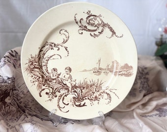 Jules Vieillard / Terre de fer / Neptune / French antique / Terre de fer / Neptune / France / Painted plate