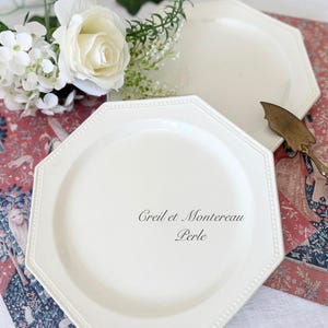 HBCM, Creil et Montereau / perle / octogonal dessert  plate / France / Antique / vintage / クレイユエモントロー オクトゴナル　デザートプレート　フランス　アンティーク　パール