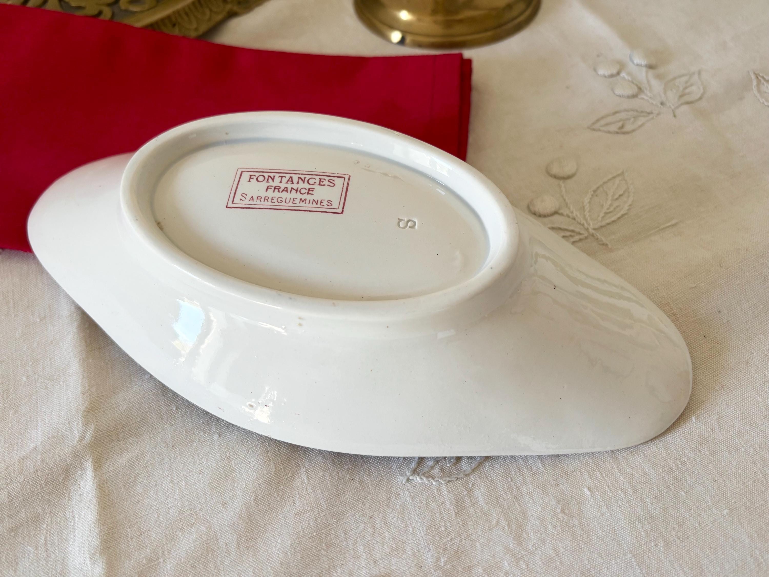 Beautiful Antique Sarreguemines Fontanges Ravier – Red