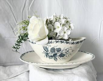 Excellent Condition / BADONVILLER / Mule / T.F. / Gravy boat / sauciere / French antique / Badonviller / Mule / Antique / Sauciere / France