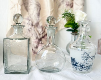 Antique Whisky décanta / carafe / glass bottle / France デキャンタ色々 ガラスボトル　フレンチアンティーク