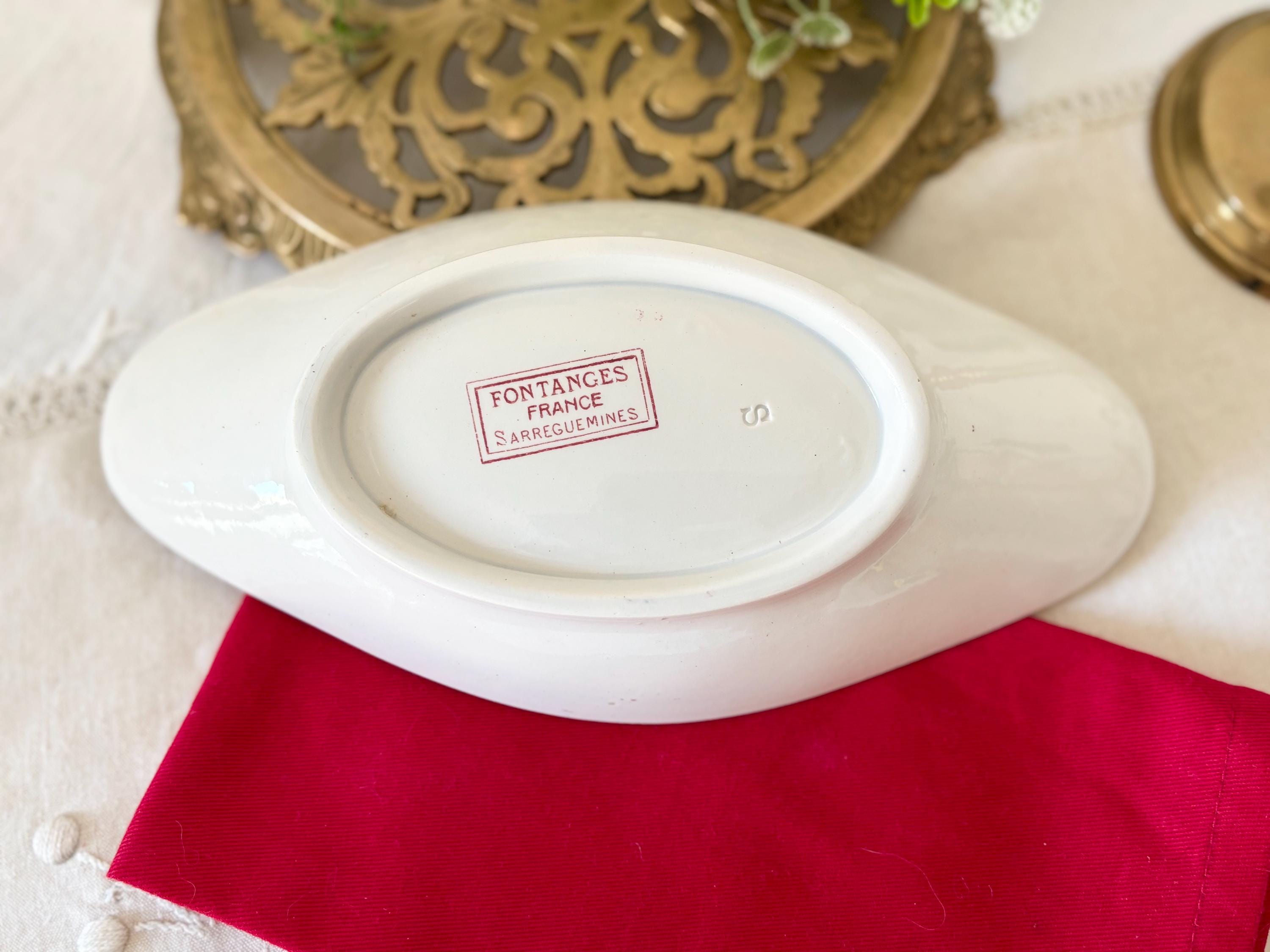Beautiful Antique Sarreguemines Fontanges Ravier – Red