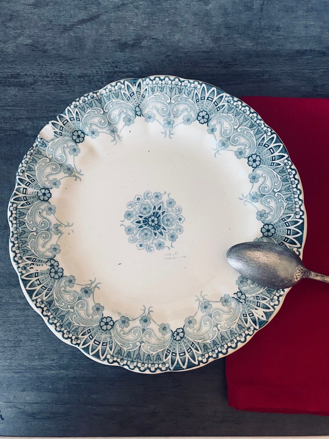 Chipped Plate / Beautiful French Desert Plate With Flower Etsy