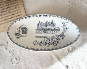Creil et Montereau Chambord Ravier – Antique French Transferware Dish Château de Chambord / Paris Faience Plate クレイユエモントロー ラヴィエ フランス アンティーク