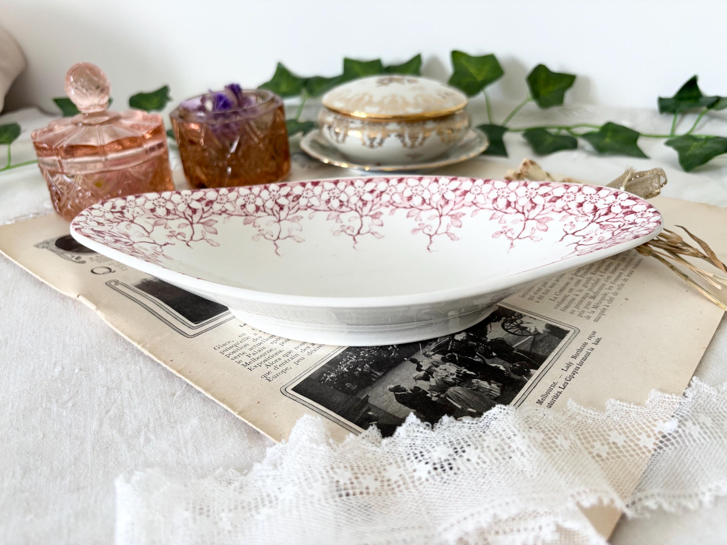 Sarreguemines FLORINE Ravier – French Red Transferware Dish