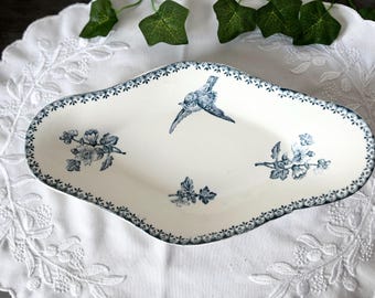 Longwy / Mésange / Ravier / Frane / Antique plate / shabby chic / Longwy Ravier France antique plate shabby chic