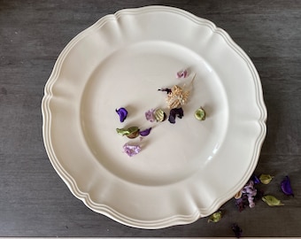 34cm Sarreguemines large French antique plate / Sarreguemines large plate with flower rim