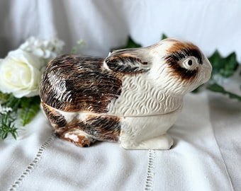 フランスアンティークミッシェル・コーガンうさぎのテリーヌポット陶器