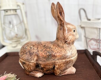 Michel Caugant / Large Terrine / Rabbit / Lapin / Brown / Vintage