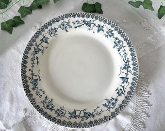 Choisy le Roi Lyonnais Large 31cm Transferware Plate French Antique Bird Dinner Plate Blue Transferware