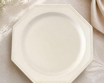HBCM Creil et Montereau Perle Octagonal Dessert Plate French Antique Ironstone French Faience Vintage France Tableware Pearl Pattern Plate
