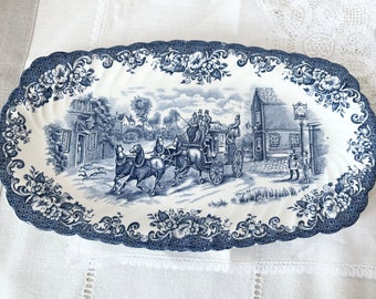 Johnson Brothers / Sandwich plate/ platter /England / Antique / Coaching Scenes / Leaving the village / Sandwich plate / tray / Ironstone / England
