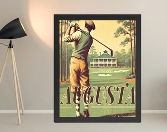 Augusta 18th Hole Vintage Inspired Wall Art Golf Unframed Poster Digital Download Wall Decor For Golf Room Man Cave Study