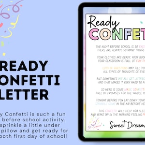 Ready Confetti, Night Before School, First Day of School Tag, Back to School Gift, Welcome Back to School, Student Gifts, PTA, Kindergarten