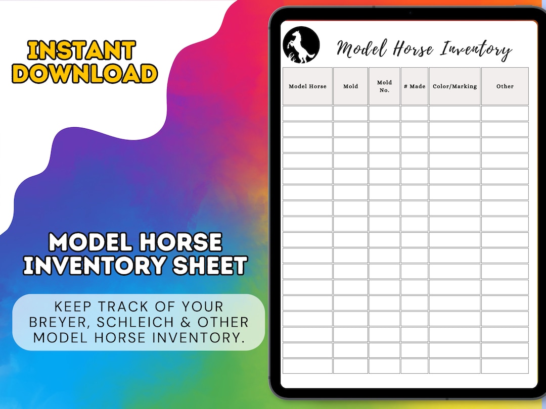 Model Horse Inventory Sheet, Breyer Horse Inventory Tracker, Schleich ...
