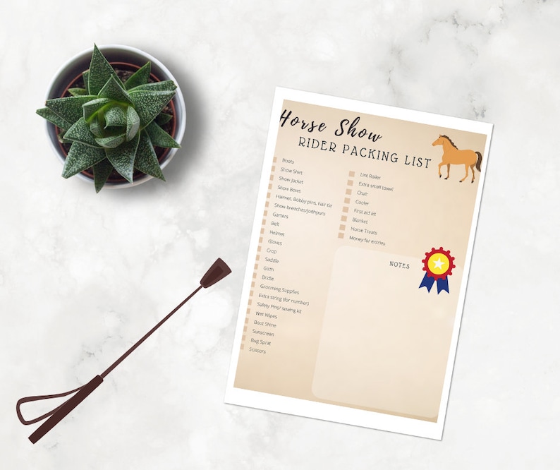 Horse Show Planner, Horse Show Packing Checklist, Equestrian Show