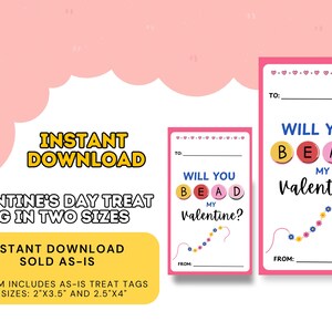 Kids Valentine&#39;s Day Cards - Classroom Valentine - Printable - Valentine Treat Tag - Friendship Bracelet Valentine