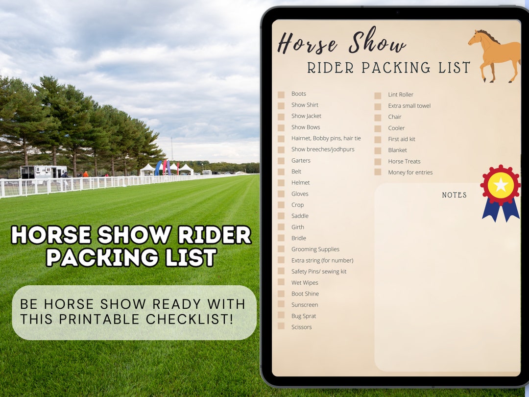 Horse Show Planner, Horse Show Packing Checklist, Equestrian Show
