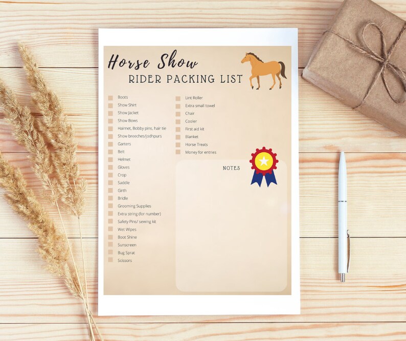 Horse Show Planner, Horse Show Packing Checklist, Equestrian Show