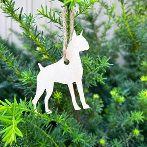 Boxer Dog Ornament Custom: Wooden Christmas Tree Decor, Breed Silhouette | Rustic Burlap Puppy Gift Tag, Pet Keepsake for Proud Owners